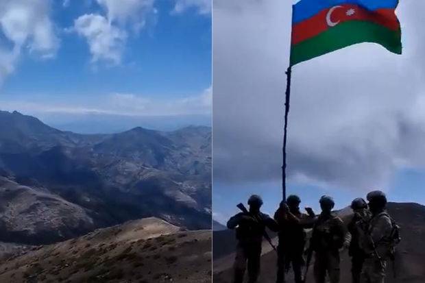 Hərbçilərimiz Xankəndi-Xəlfəli-Turşsu yolunda Azərbaycan bayrağı dalğalandırdılar - VİDEO