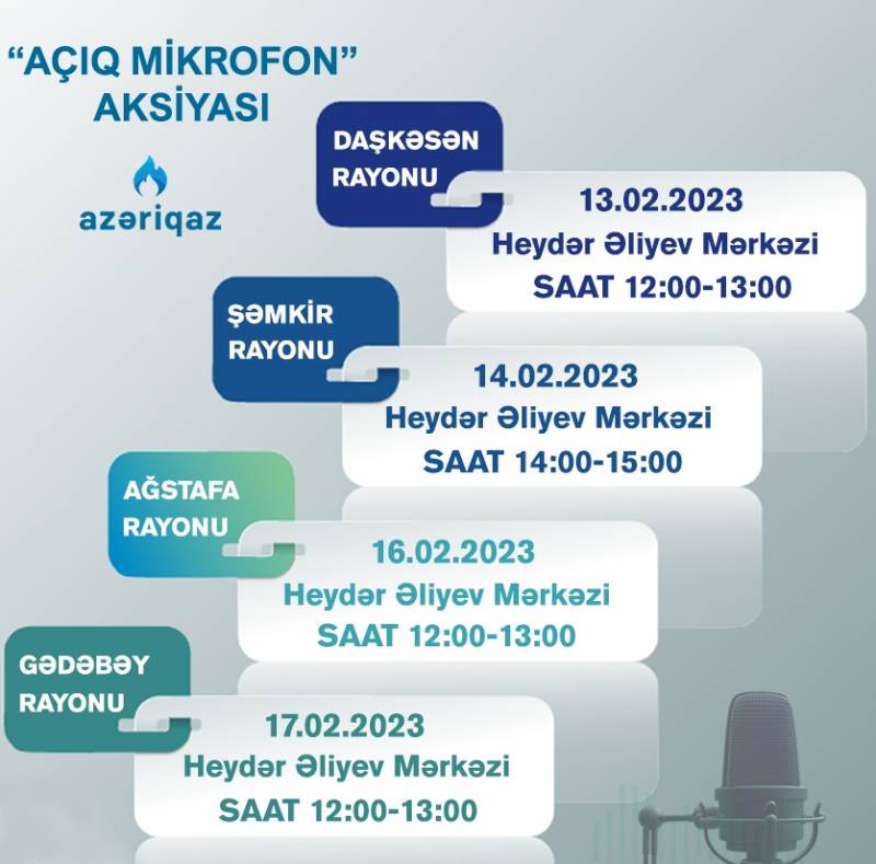 Daha 4 rayonda “Azəriqaz”ın “Açıq mikrofon”u qurulacaq