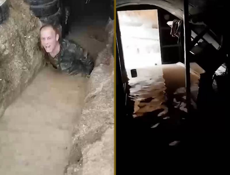 Ermənistan ordusunun acınacaqlı vəziyyəti: Səngərlər sel sularının altında qaldı - VİDEO