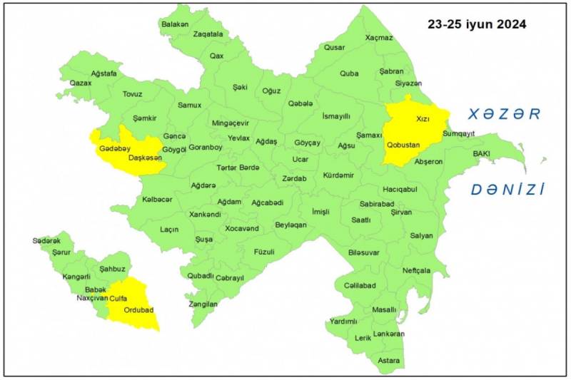 Küləkli hava şəraiti ilə bağlı sarı xəbərdarlıq edildi